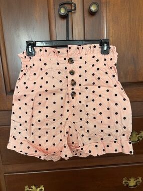 High-Waist Pink Polka Dot Button-Front Shorts NWT